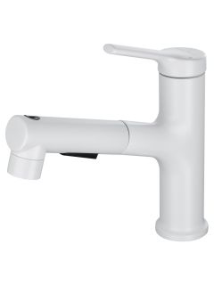 Смеситель для раковины Wonzon & Woghand WW-A40862-MW с выдвижным изливом белый матовый